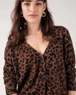 Cardigan Cachemire Court Leopard