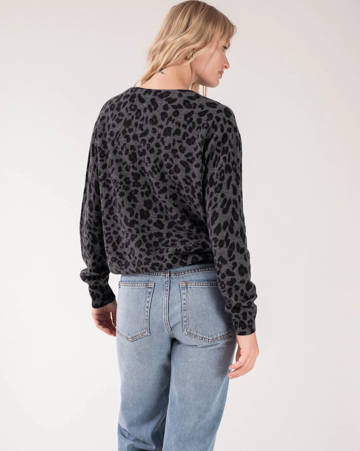 Cardigan Cachemire Court Leopard