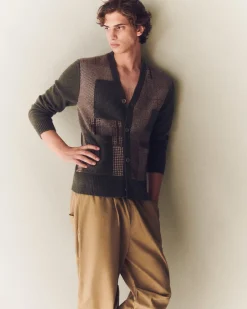 Cardigan Cachemire Long Patchwork, 4 Fils
