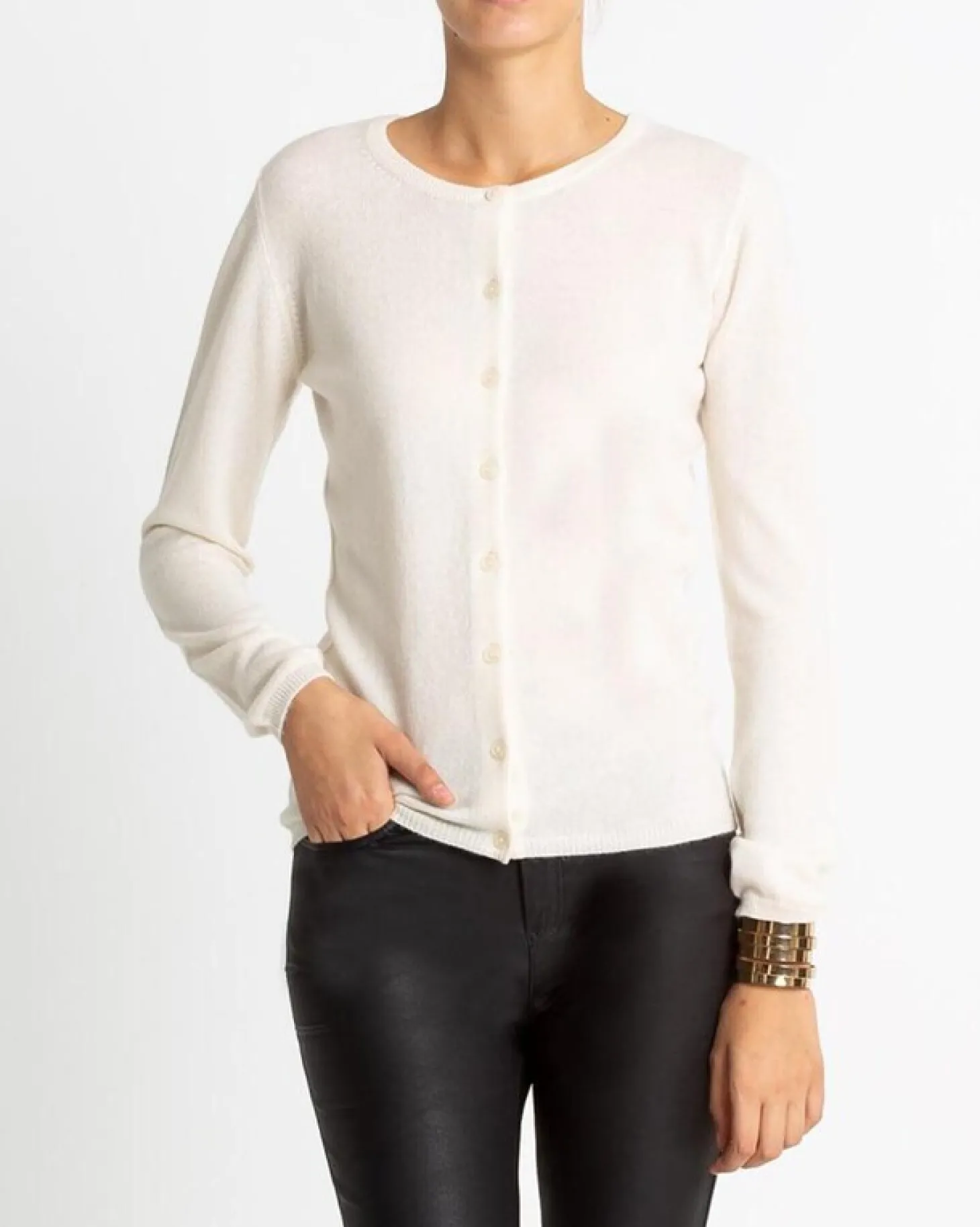 Cardigan Col Rond Manches Longues Basic