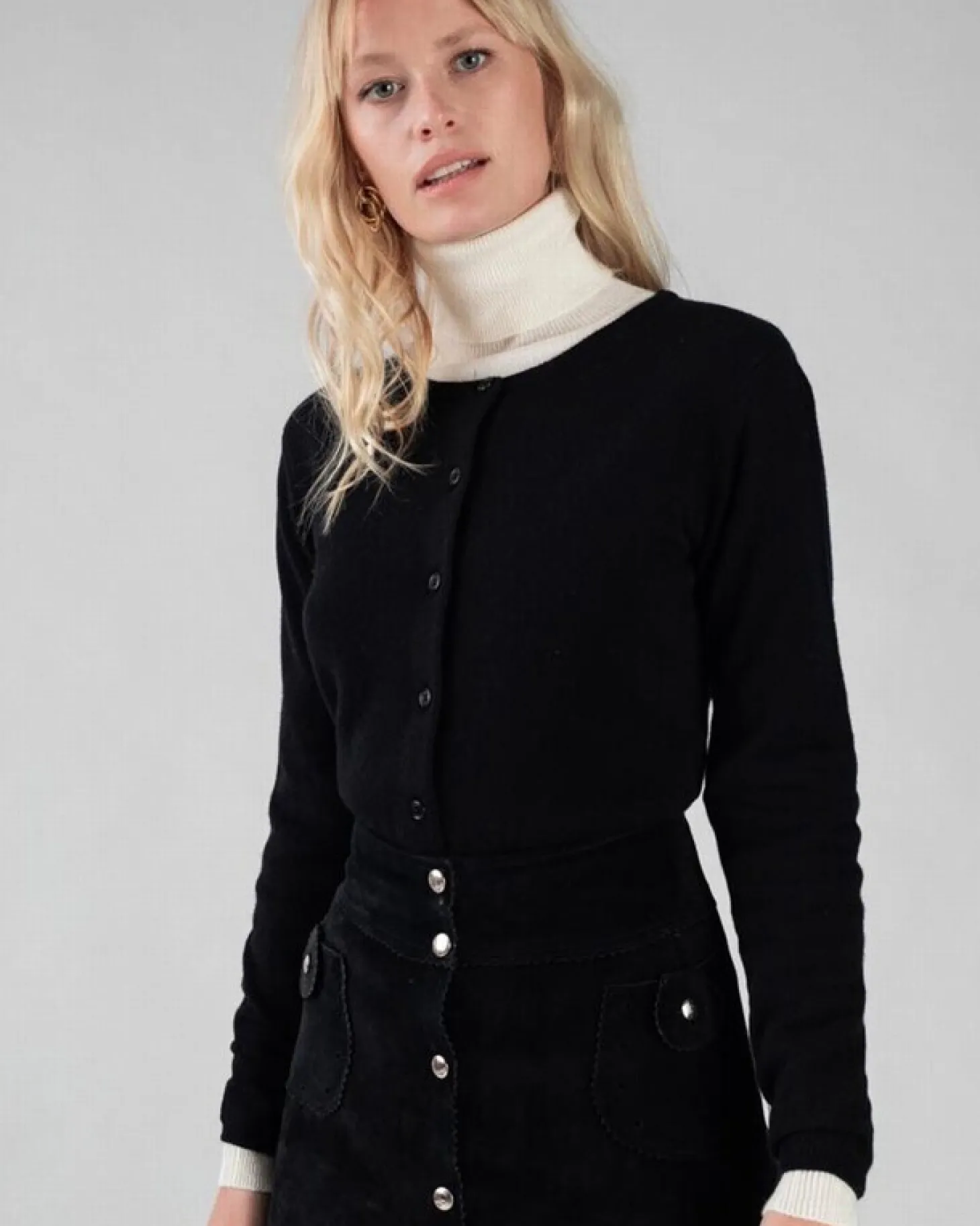 Cardigan Col Rond Manches Longues Basic