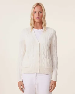 Cardigan Court Cachemire Torsade, 8 Fils