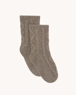 Chaussettes Cachemire Torsade, 6 Fils