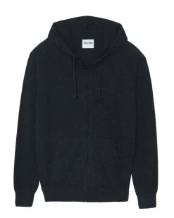 Gilet Cachemire A Capuche Zippe Homme