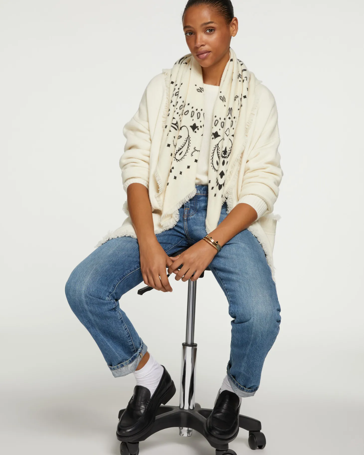 Gilet Cachemire Longs Bords Franges