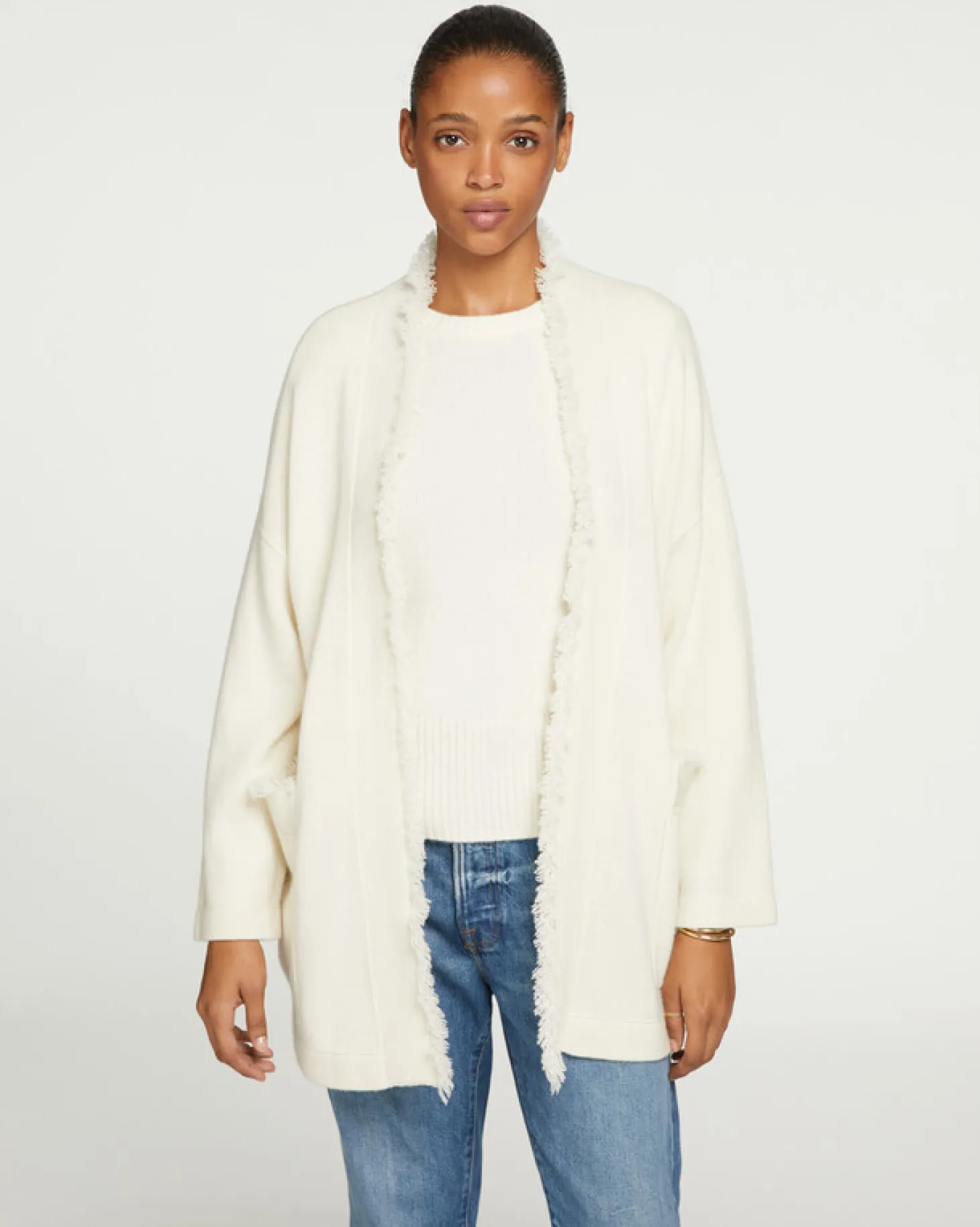 Gilet Cachemire Longs Bords Franges