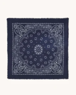 Grand Bandana Cachemire A Frange, 2 Fils