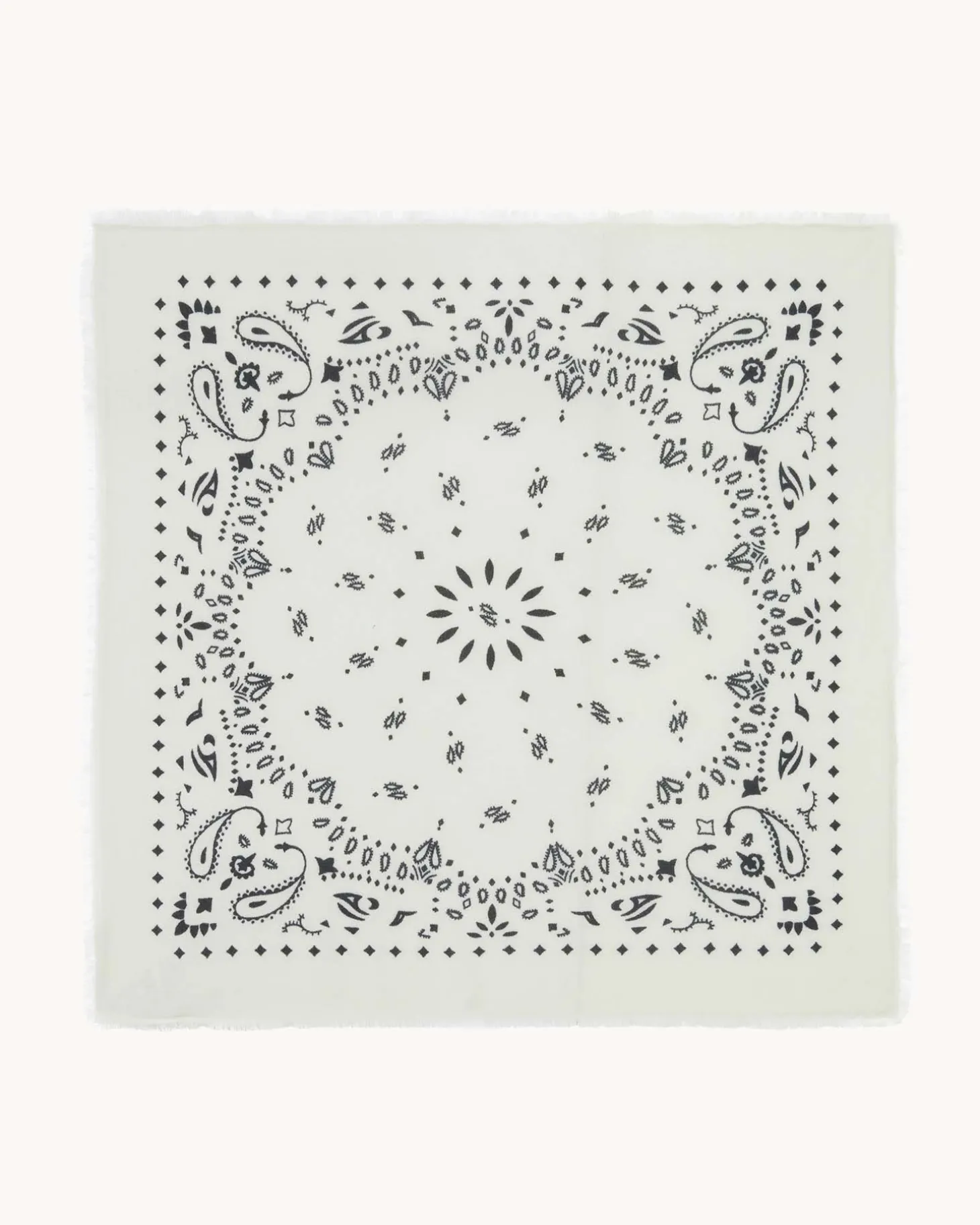 Grand Bandana Cachemire A Frange, 2 Fils