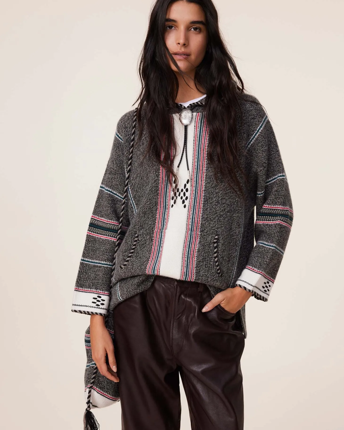 Hoodie Oversize Cachemire Jacquard, 6 Fils