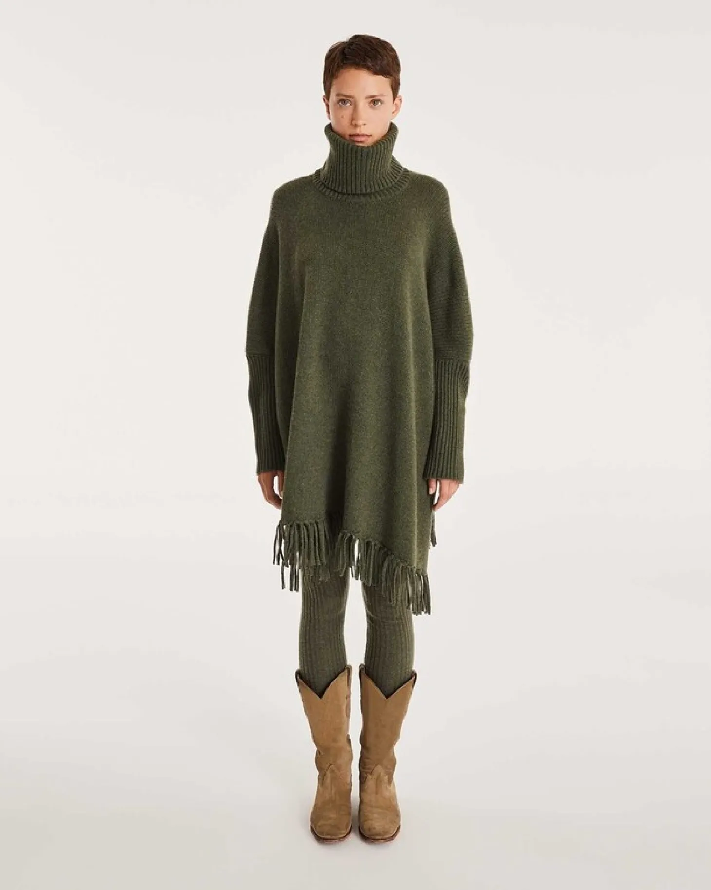 Poncho Cachemire A Franges Femme