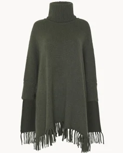 Poncho Cachemire A Franges Femme
