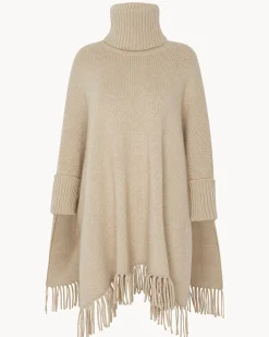 Poncho Cachemire A Franges Femme, 10 Fils
