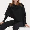 Poncho Cachemire Col Bateau Court, 2 Fils