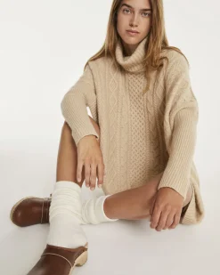 Poncho Cachemire Oversize Col Roule