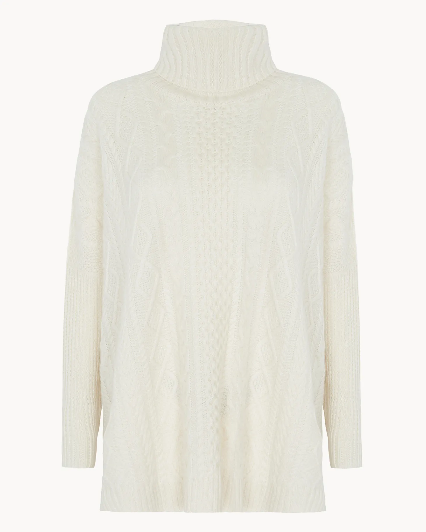 Poncho Cachemire Oversize Col Roule, 6 Fils