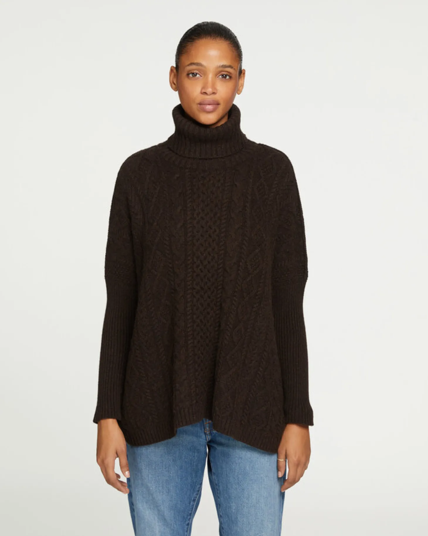 Poncho Cachemire Oversize Col Roule