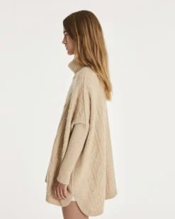 Poncho Cachemire Oversize Col Roule