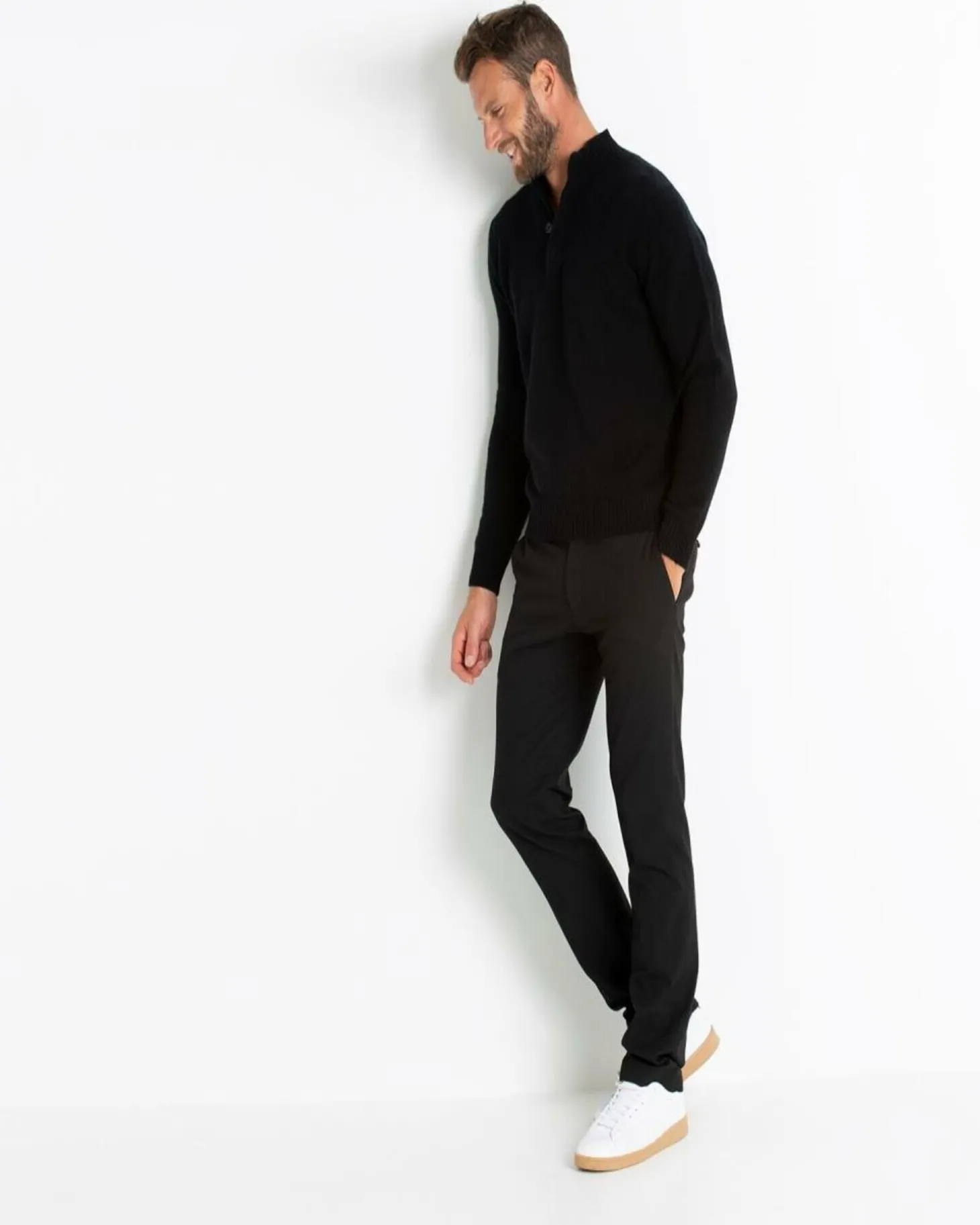 Pull Cachemire Col Camionneur Bouton