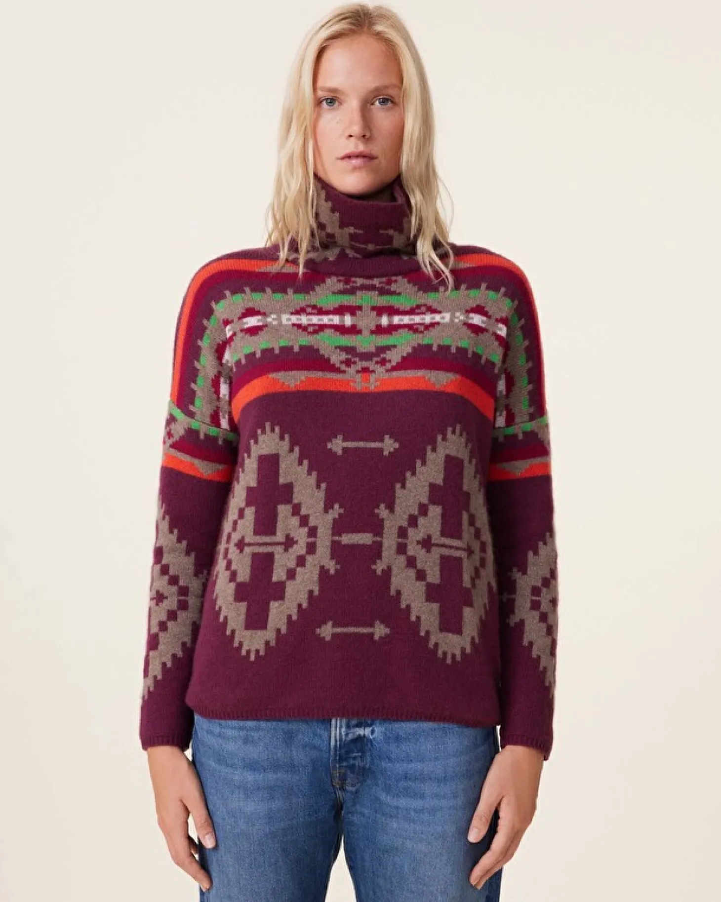 Pull Cachemire Col Cheminee, 4 Fils