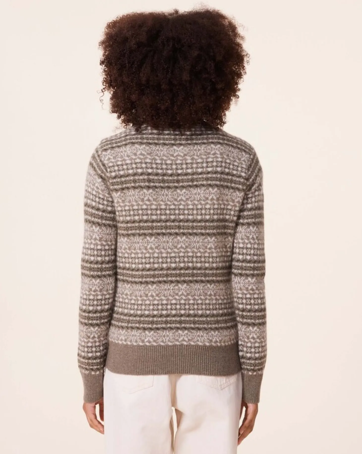 Pull Cachemire Col Cheminee Jacquard, 4 Fils