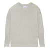 Pull Cachemire Col Rond A Boutons Femme