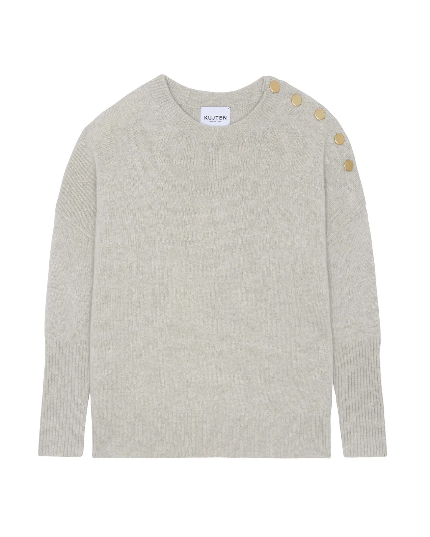Pull Cachemire Col Rond A Boutons Femme