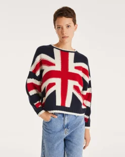 Pull Cachemire Col Rond Court Uk Flag