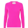 Pull Cachemire Col Rond Manches Cotelees, 2 Fils