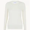Pull Cachemire Col Rond Manches Cotelees, 2 Fils