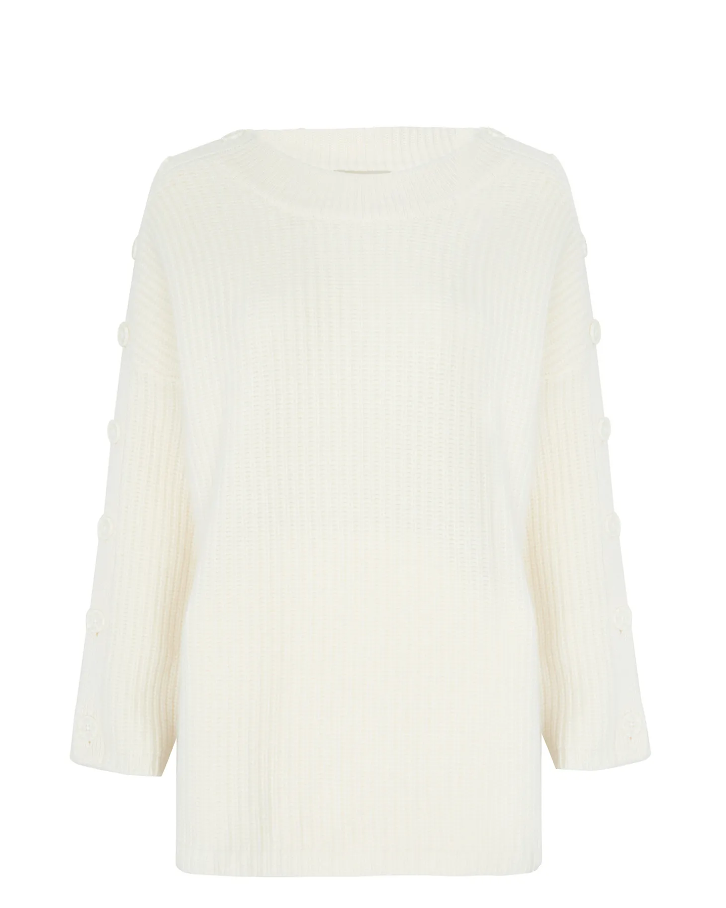 Pull Cachemire Col Rond Oversize Boutons