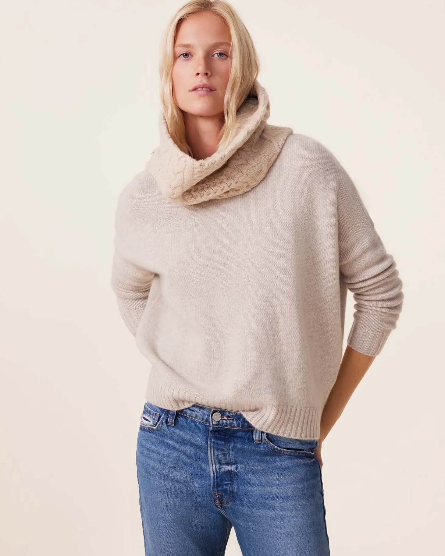 Pull Cachemire Col Rond Oversize Femme, 6 Fils
