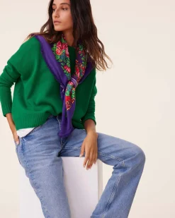 Pull Cachemire Col Rond Oversize Femme, 4 Fils