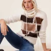 Pull Cachemire Col Rond Patchwork, 8 Fils