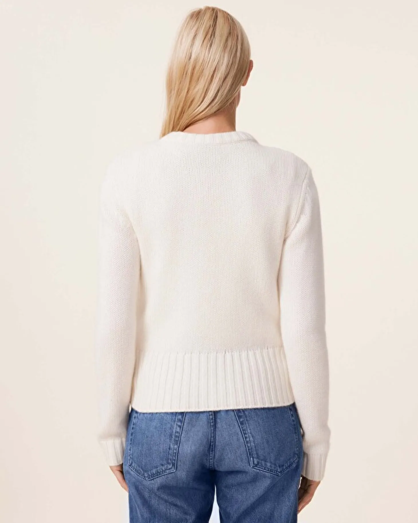 Pull Cachemire Col Rond Patchwork, 8 Fils