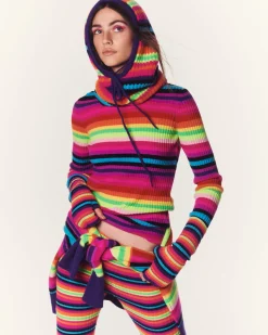 Pull Cachemire Col Rond Raye, 2 Fils