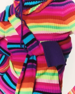 Pull Cachemire Col Rond Raye, 2 Fils