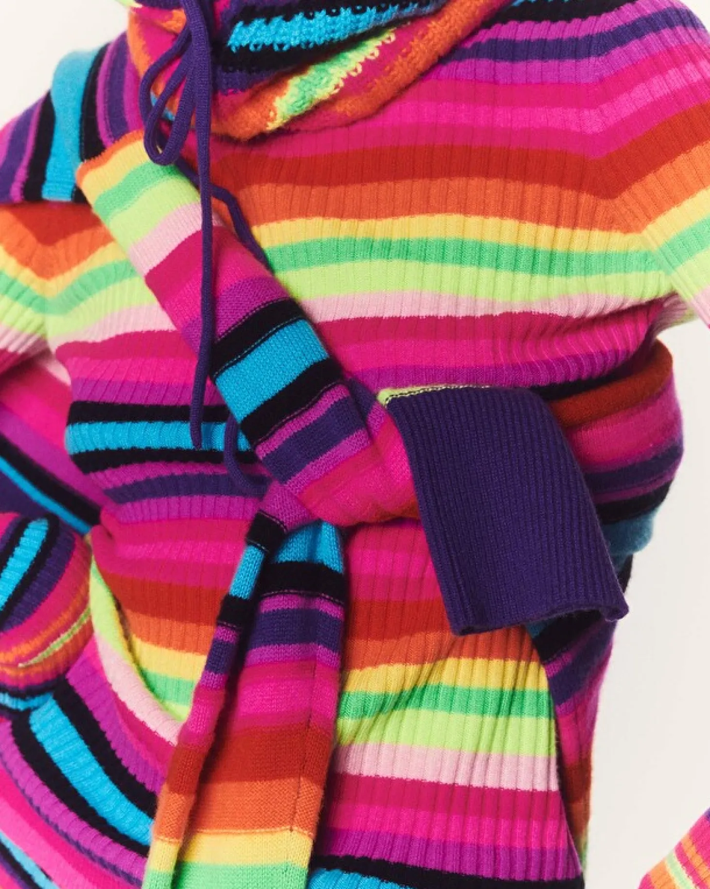 Pull Cachemire Col Rond Raye, 2 Fils