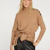 Pull Cachemire Col Roule Boutons Noirs