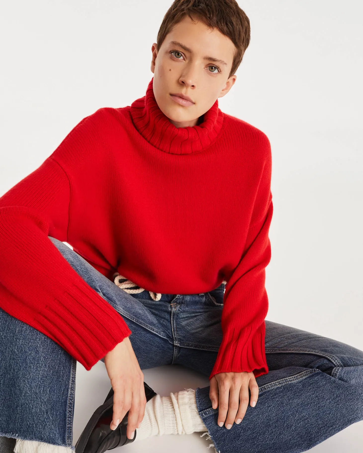 Pull Cachemire Col Roule Oversize Femme