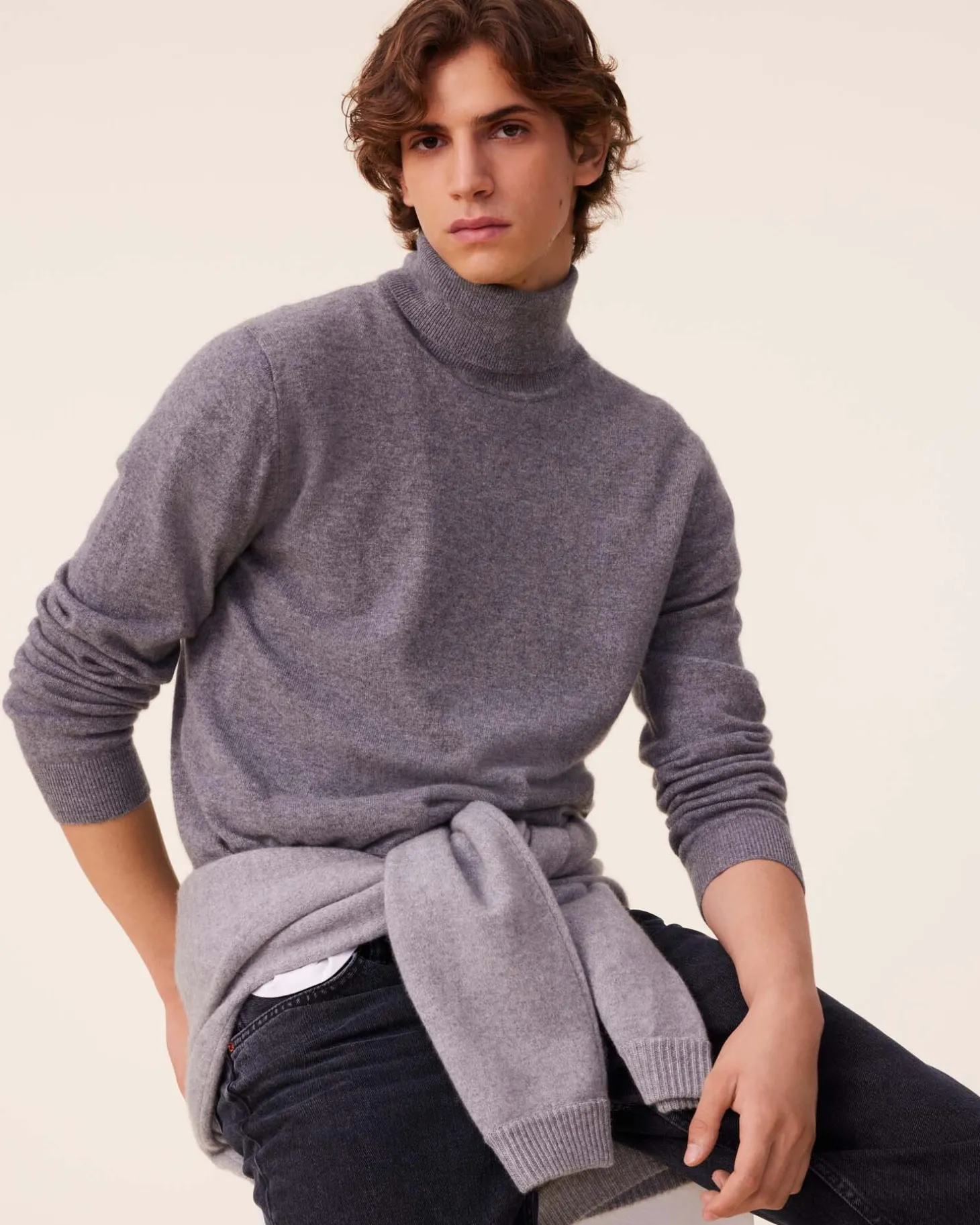 Pull Cachemire Col Roule Homme Basic