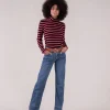 Pull Cachemire Col Roule Raye Femme