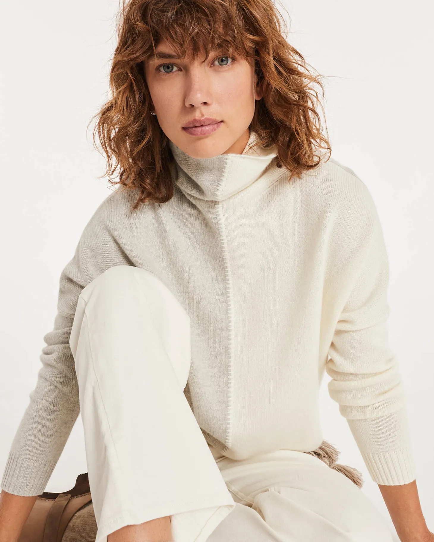 Pull Cachemire Col Roule Oversize Femme