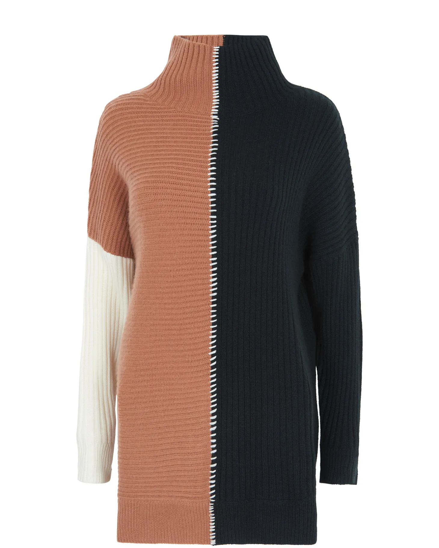 Pull Cachemire Col Roule Colorblock