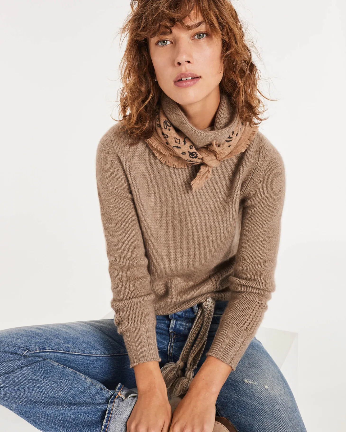 Pull Cachemire Col Roule Double Femme