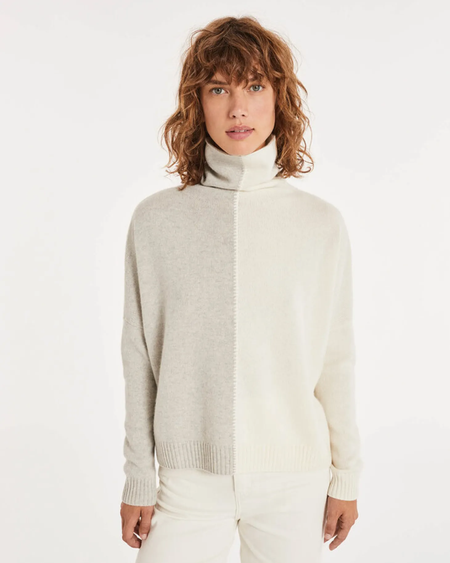 Pull Cachemire Col Roule Oversize Femme