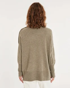 Pull Cachemire Col Roule Boutons Noirs