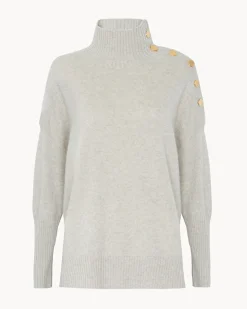 Pull Cachemire Col Roule Boutons Gold