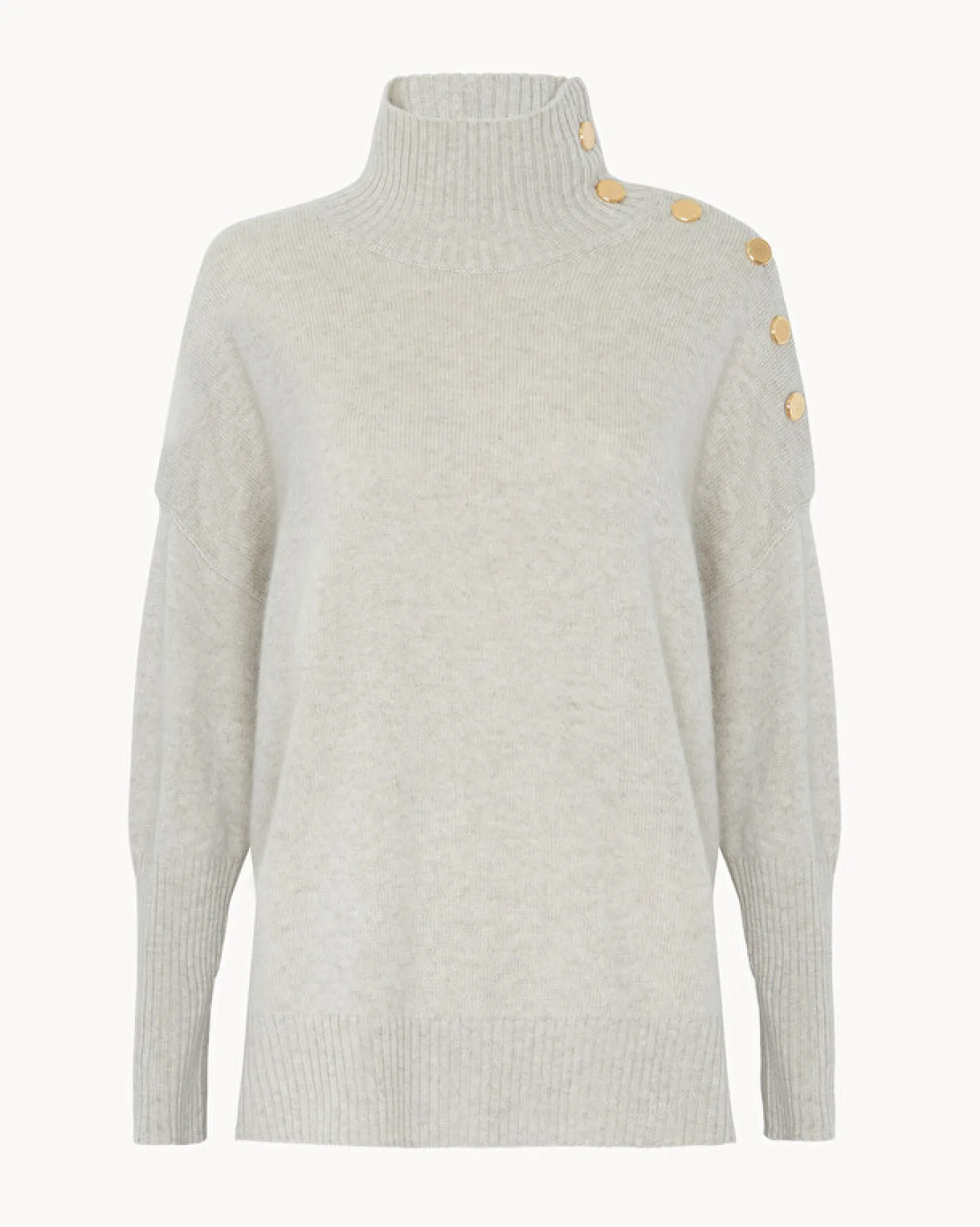 Pull Cachemire Col Roule Boutons Gold