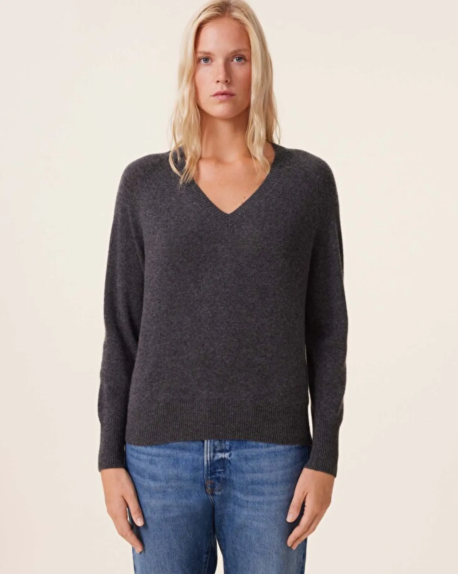 Pull Cachemire Col V, 2 Fils