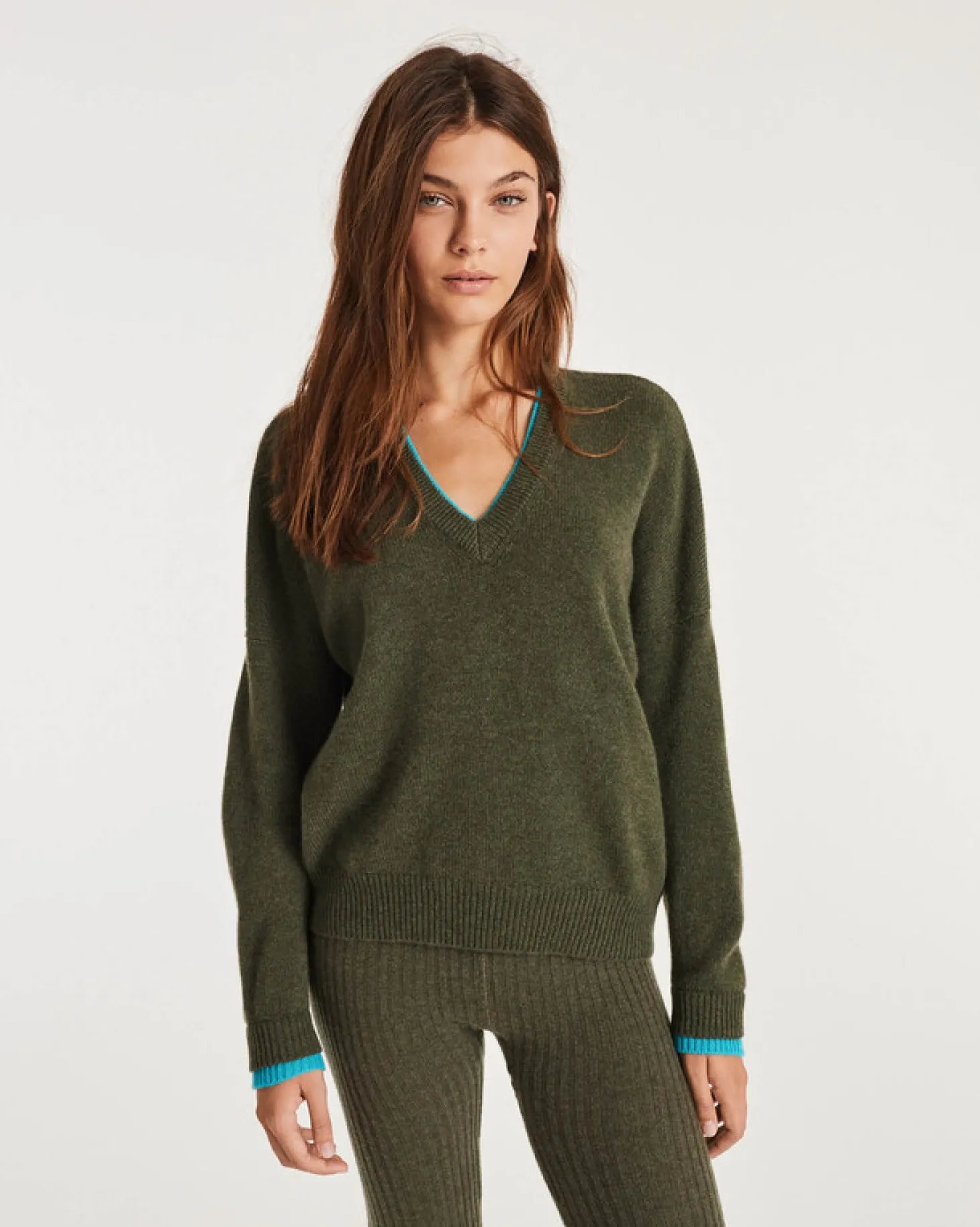 Pull Cachemire Col V Boyfriend Femme